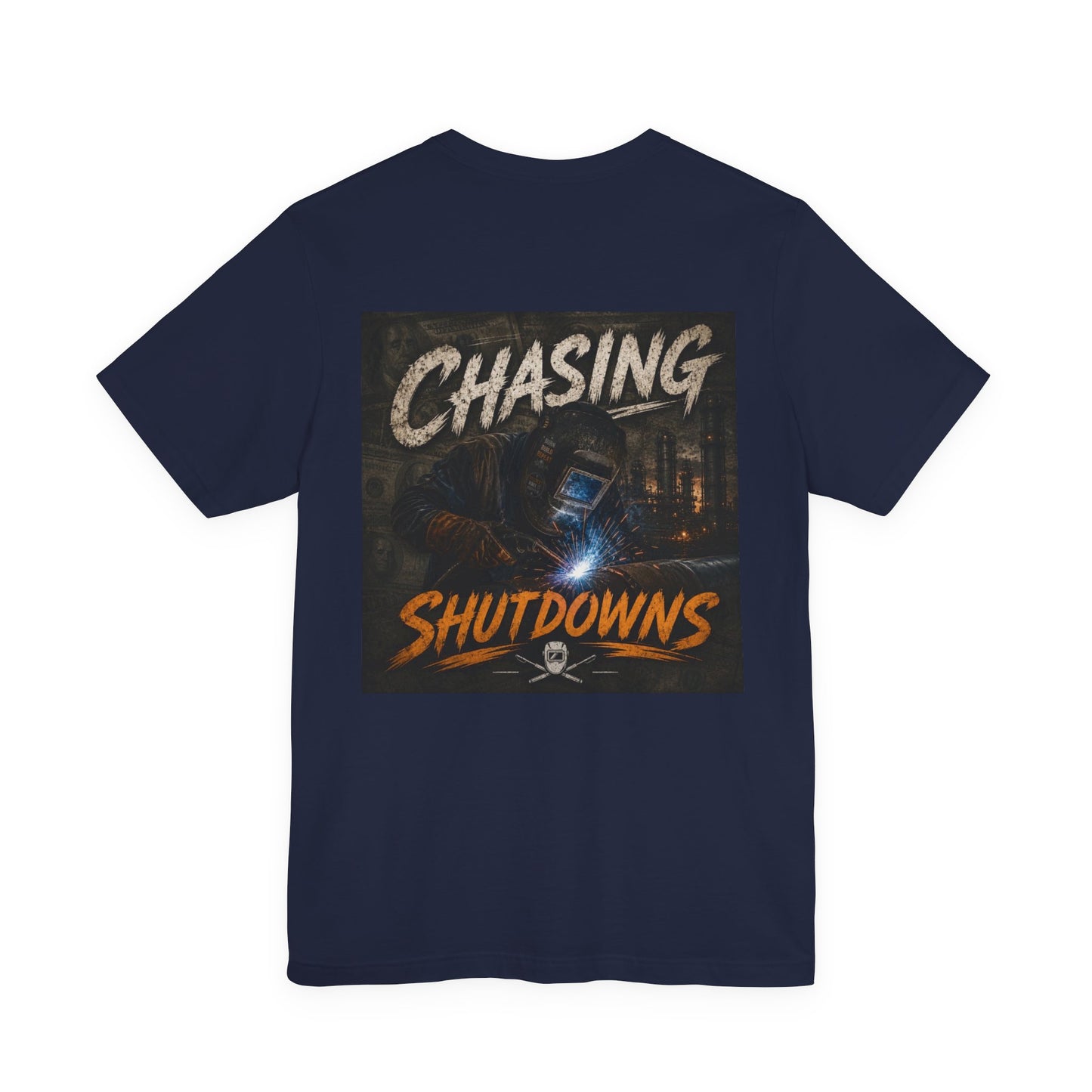 Chasing Shutdowns Graphic Tee — Industrial Welding Crew Shirt