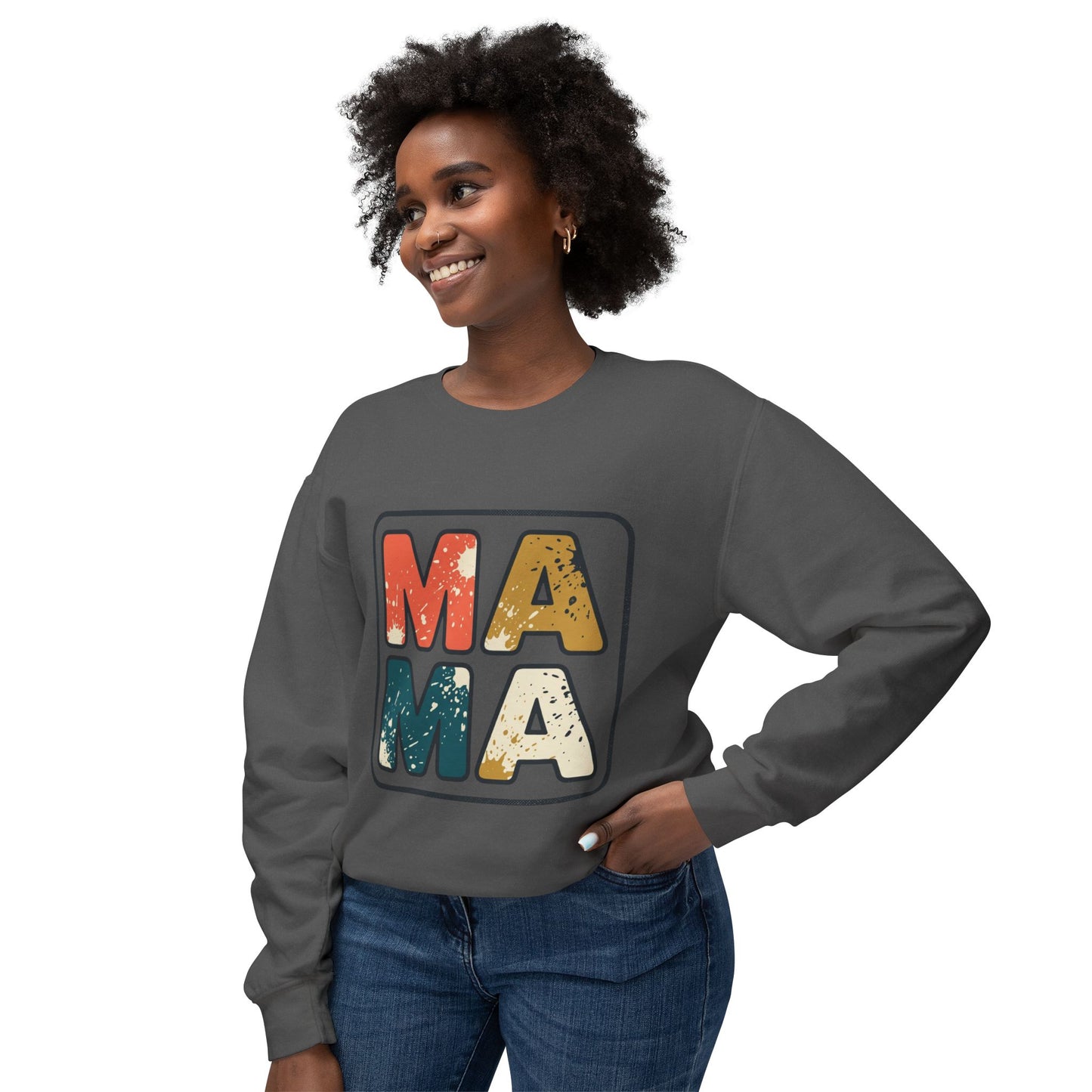 Mama Vintage Block Crewneck Sweatshirt — Retro Distressed "MAMA" Mom Gift