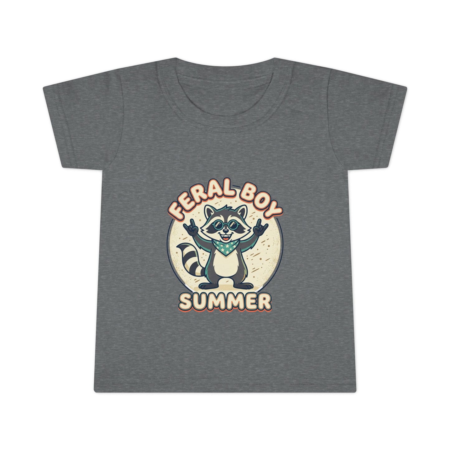 Feral Boy Summer Toddler T-Shirt — Cute Raccoon Graphic Tee for Kids