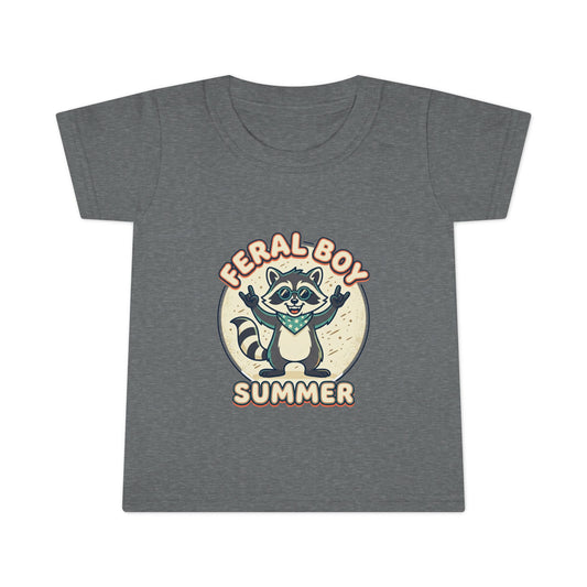 Feral Boy Summer Toddler T-Shirt — Cute Raccoon Graphic Tee for Kids