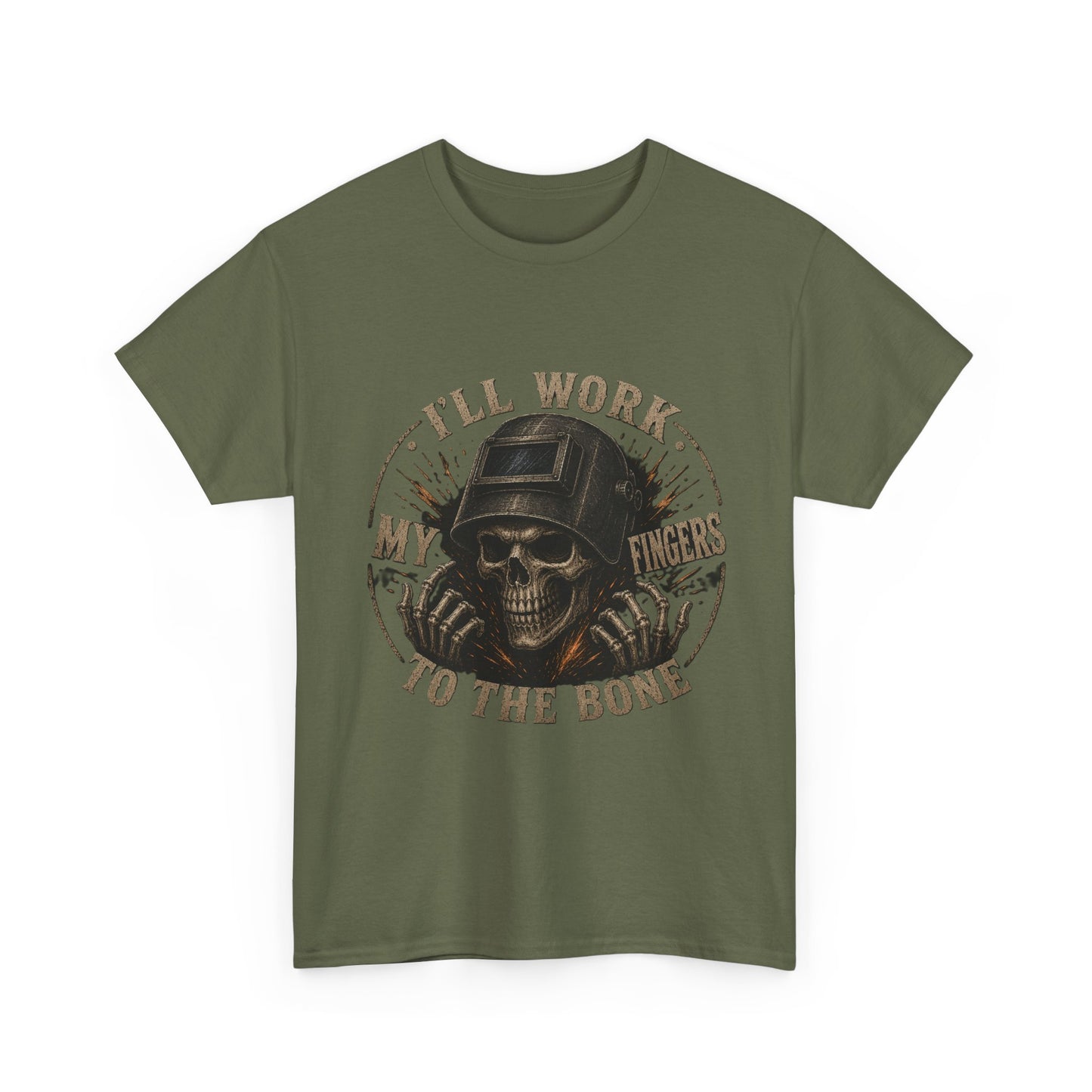 Welding Skull Tee — "I’ll Work My Fingers to the Bone" Vintage Mechanic Shirt