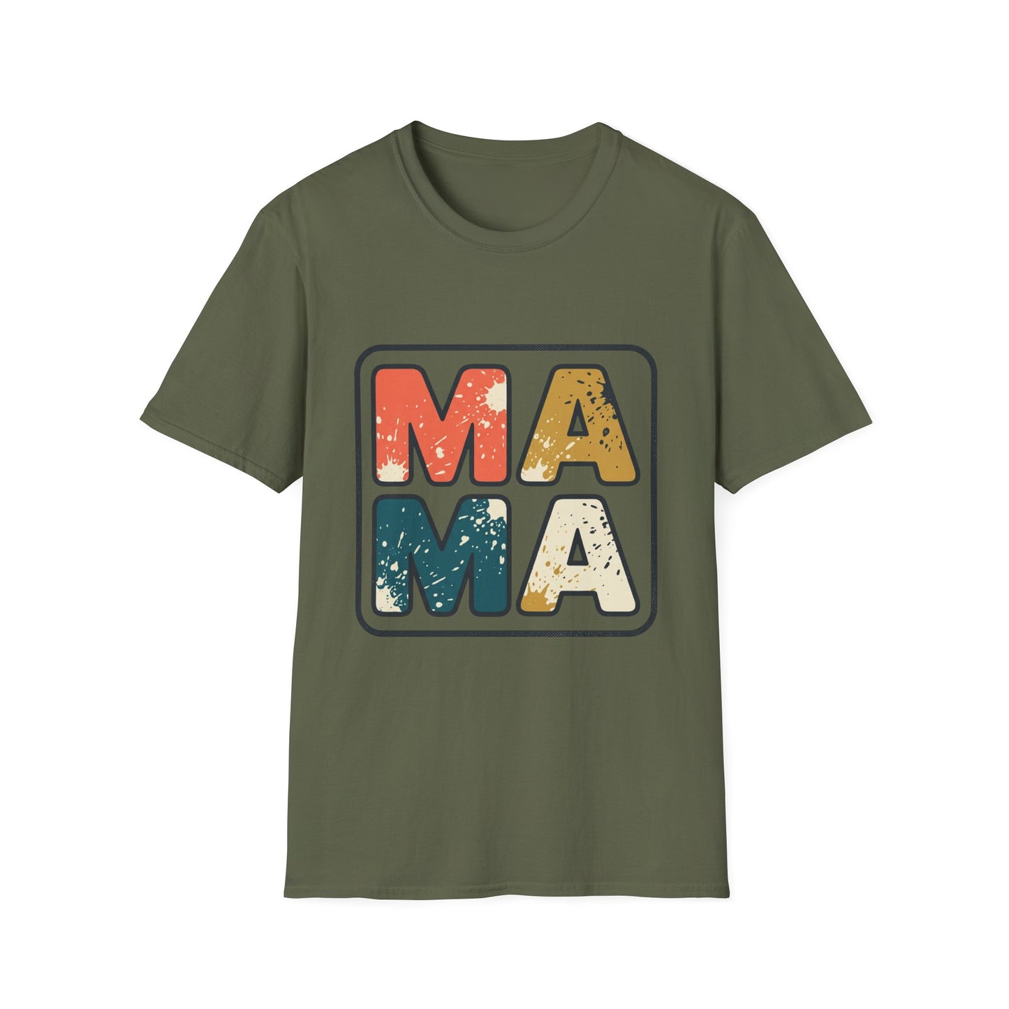 Mama Retro Graphic T-Shirt — Vintage Colorblock Mama Tee for Moms