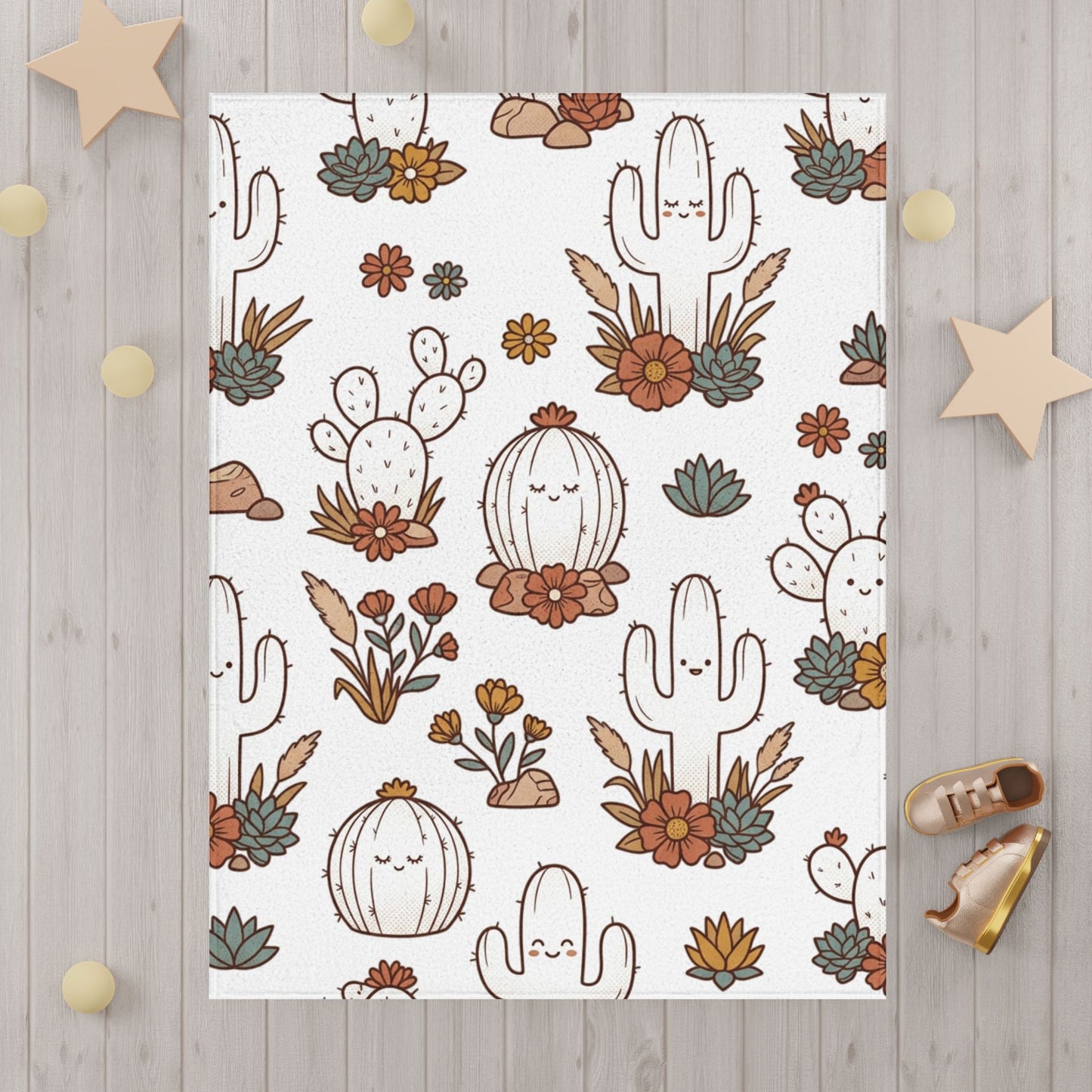 Cactus & Succulent Toddler Blanket – Boho Desert Nursery Throw