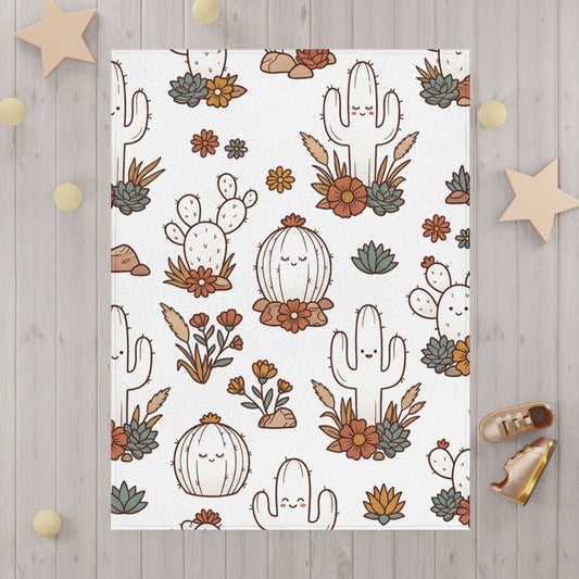 Cactus & Succulent Toddler Blanket – Boho Desert Nursery Throw
