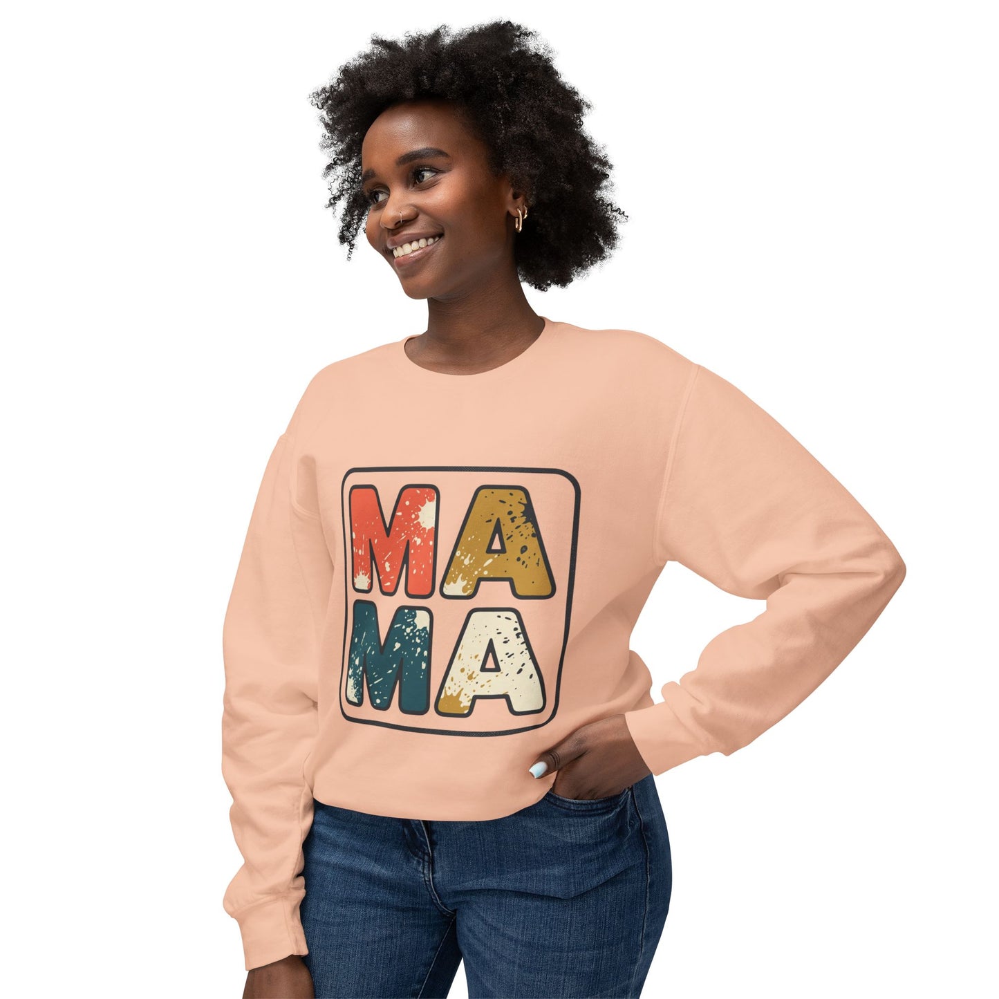 Mama Vintage Block Crewneck Sweatshirt — Retro Distressed "MAMA" Mom Gift